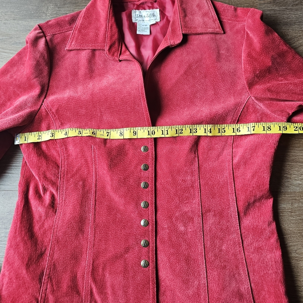Live a Little Red Suede Button-Front Jacket - Picture 7 of 8